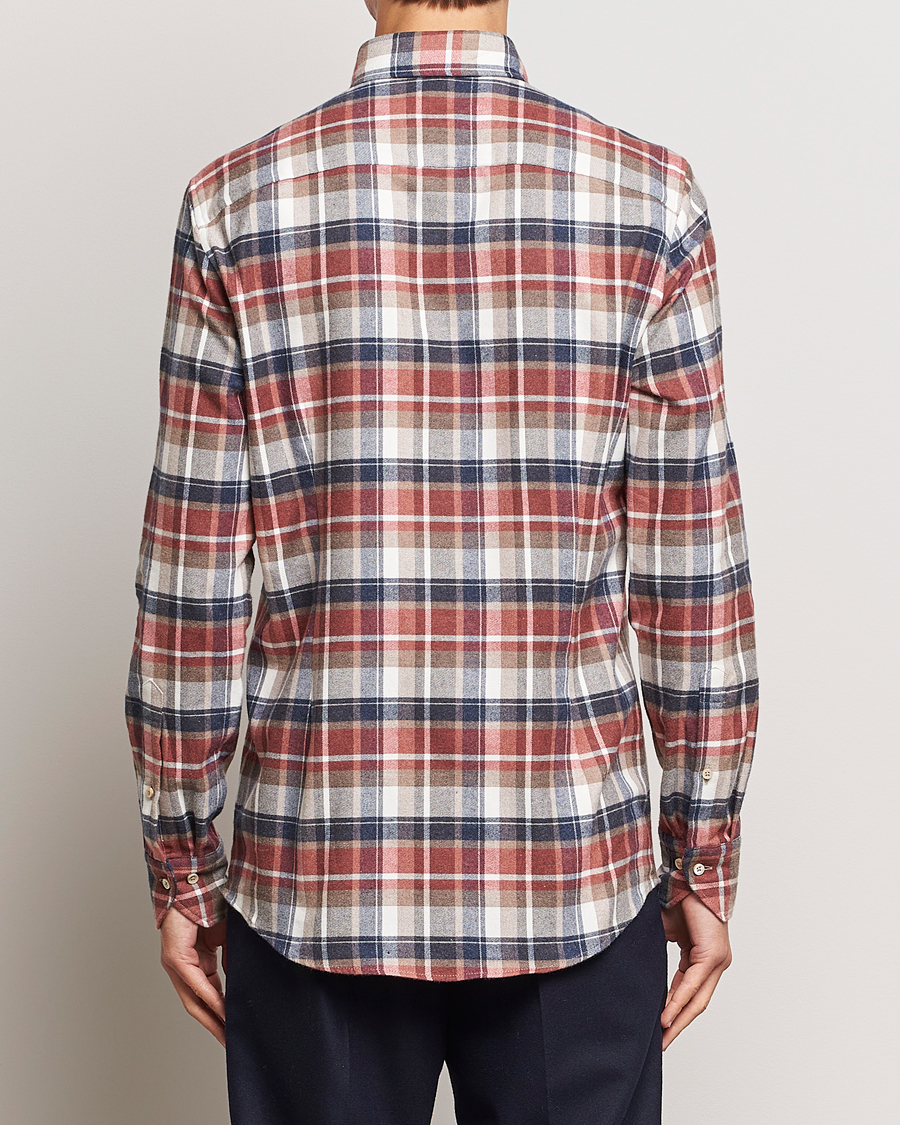 Herr | Skjortor | Stenströms | Slimline Checked Button Down Flannel Shirt Red