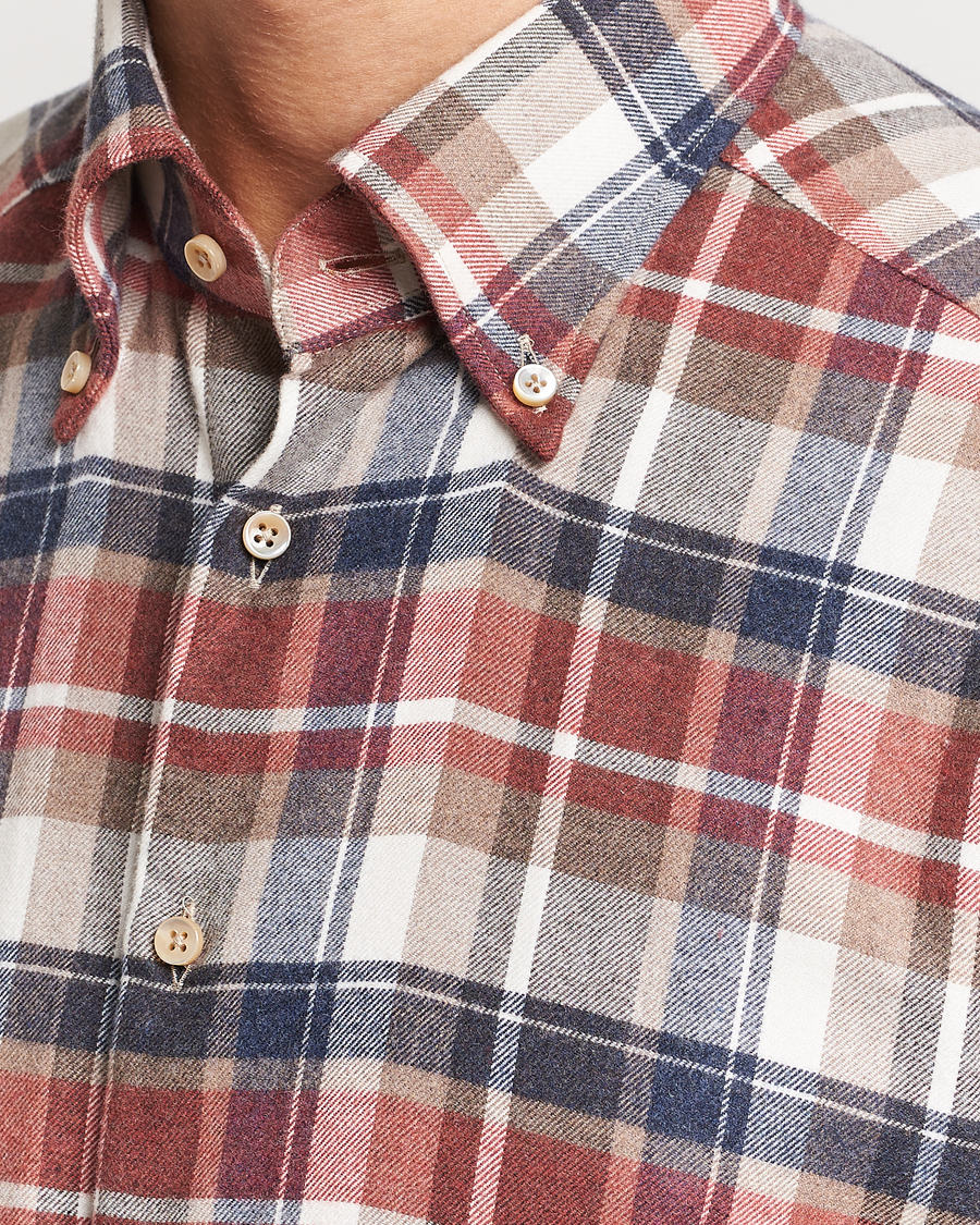 Herr | Skjortor | Stenströms | Slimline Checked Button Down Flannel Shirt Red