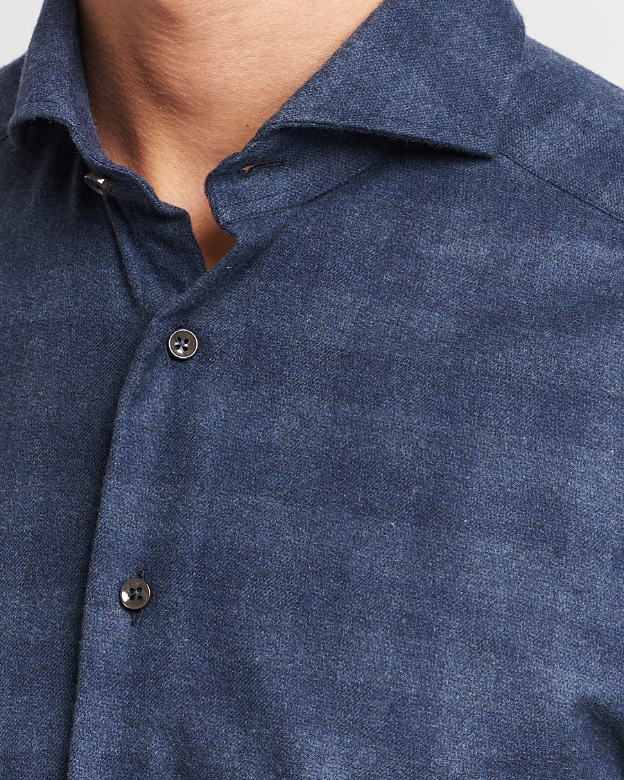 Herr | Skjortor | Stenströms | Slimline Checked Cut Away Flannel Shirt Navy