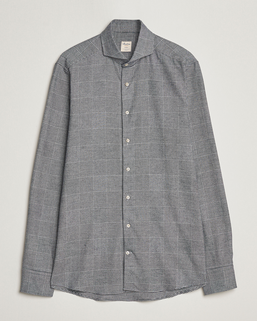 Herr | Skjortor | Stenströms | Slimline Prince of Wales Check Flannel Shirt Grey