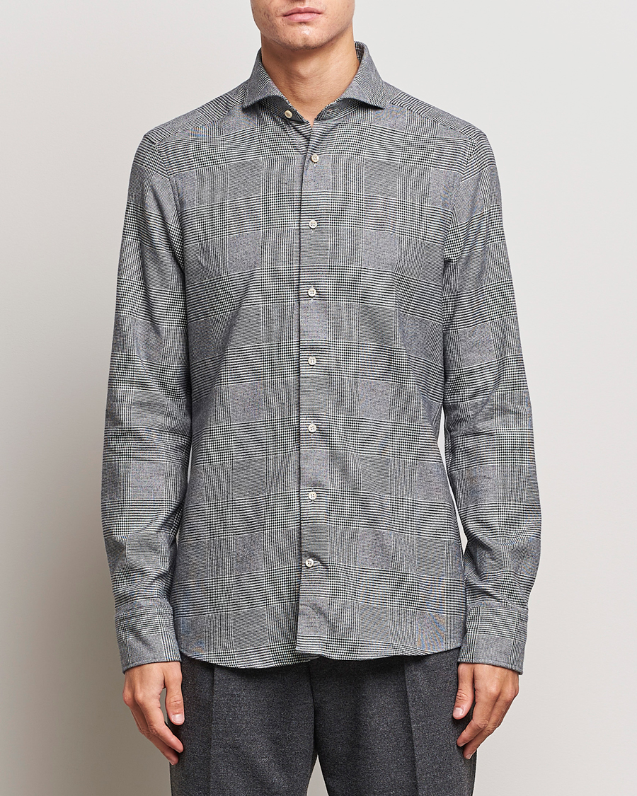 Herr | Skjortor | Stenströms | Slimline Prince of Wales Check Flannel Shirt Grey
