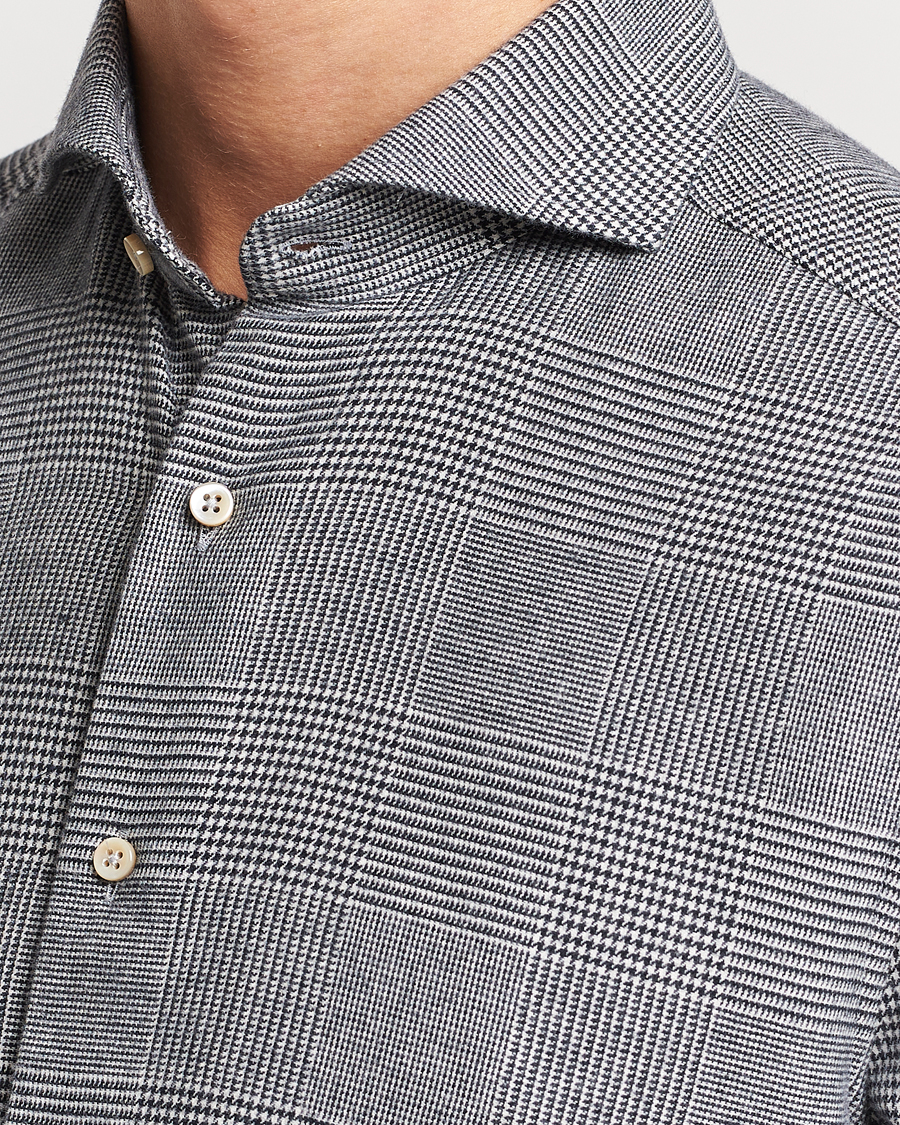 Herr | Skjortor | Stenströms | Slimline Prince of Wales Check Flannel Shirt Grey