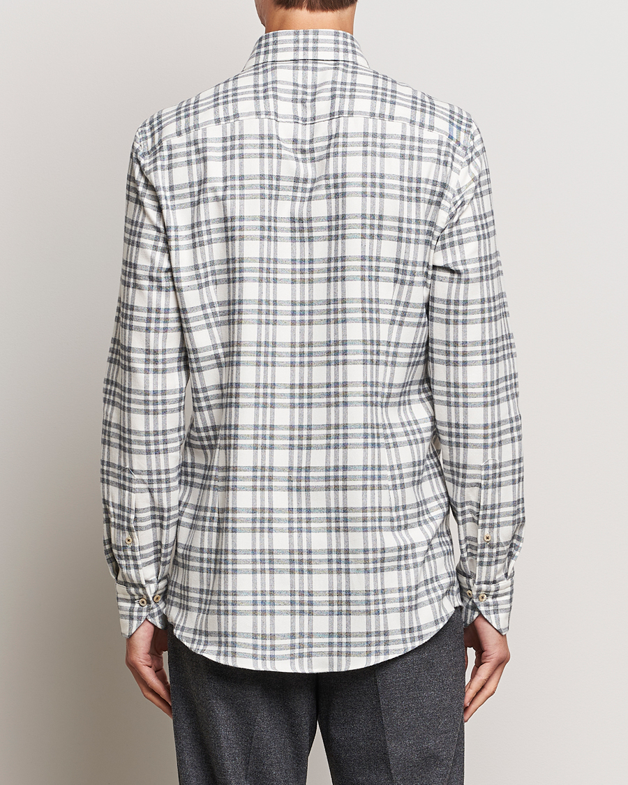 Herr | Skjortor | Stenströms | Slimline Checked Cut Away Flannel Shirt White/Black