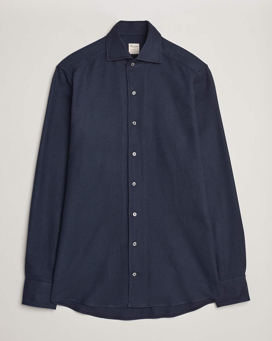 Herr | Skjortor | Stenströms | Slimline Micro Structure Flannel Shirt Navy