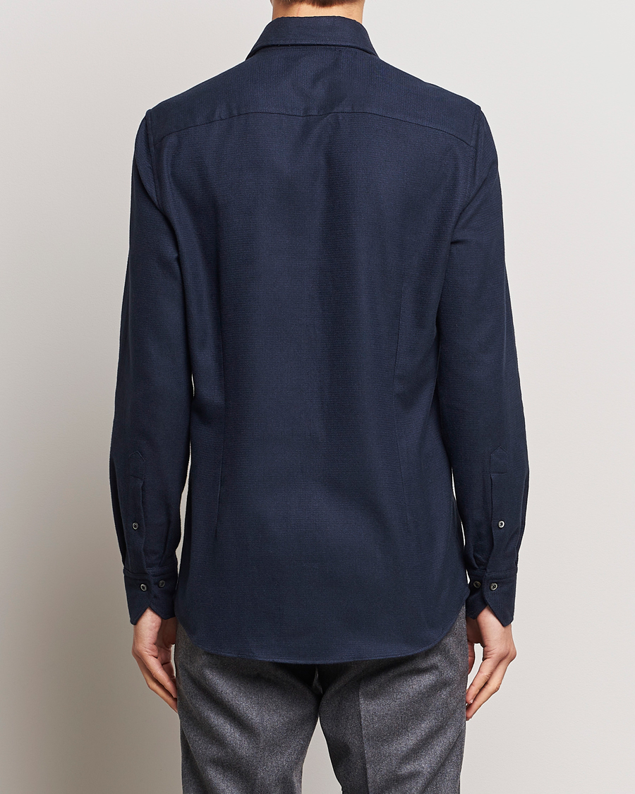 Herr | Skjortor | Stenströms | Slimline Micro Structure Flannel Shirt Navy