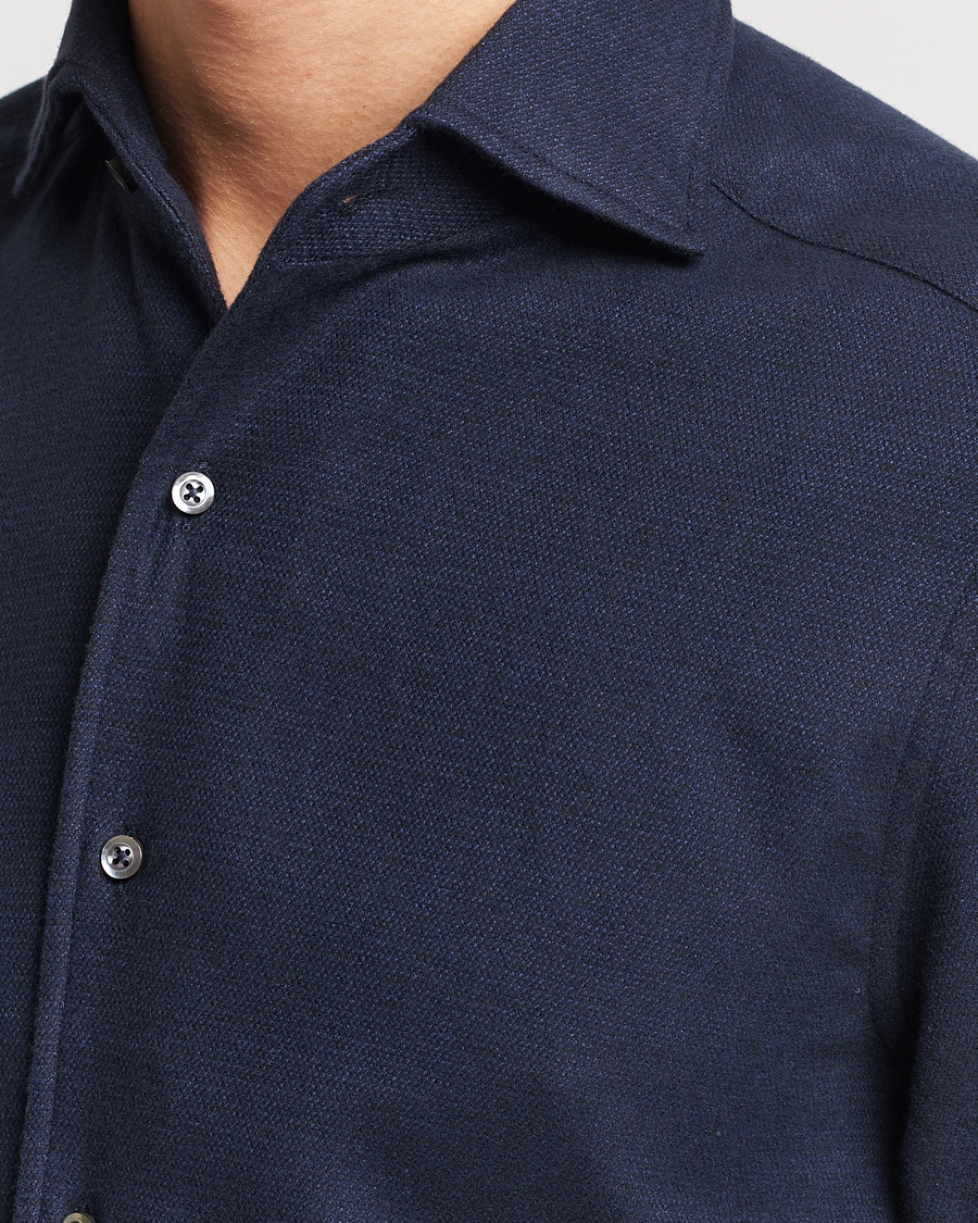 Herr | Skjortor | Stenströms | Slimline Micro Structure Flannel Shirt Navy