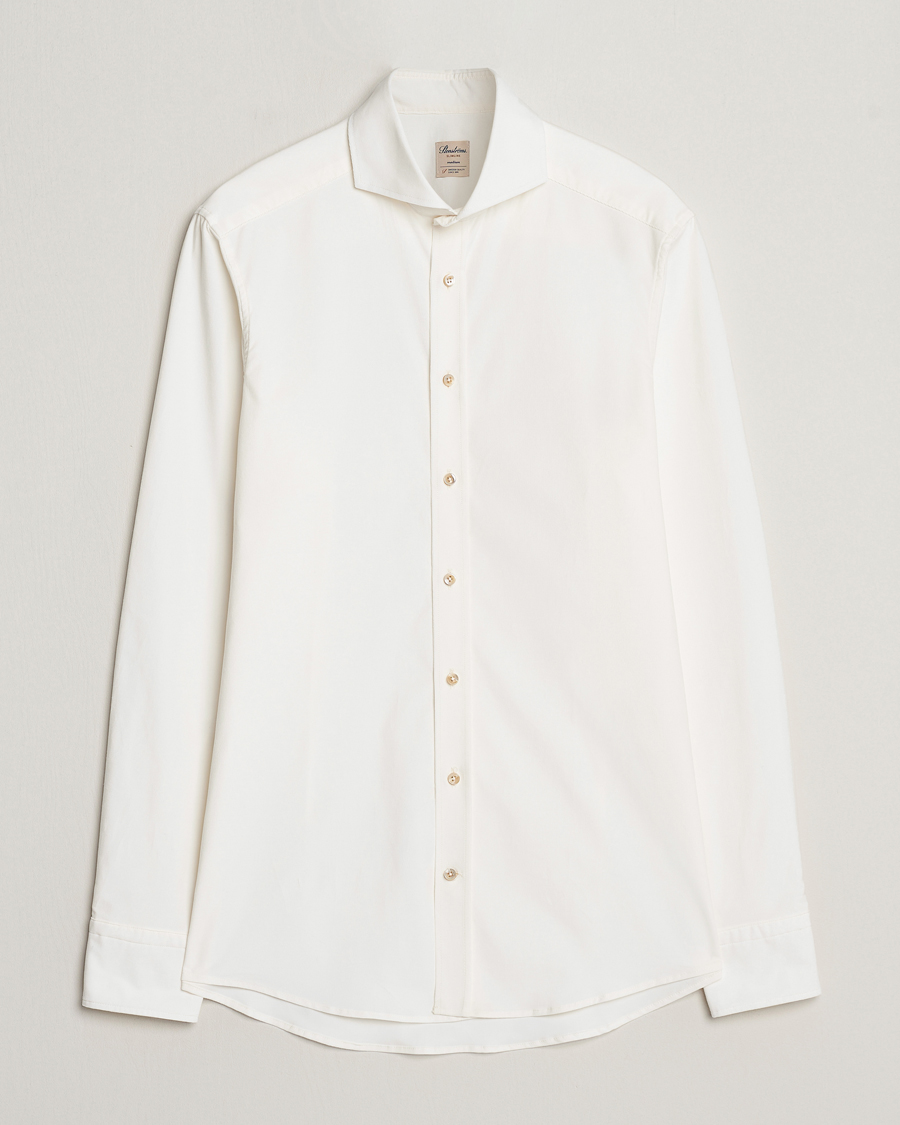 Herr | Skjortor | Stenströms | Slimline Cut Away Corduroy Shirt White