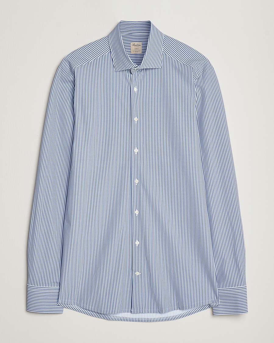Herr | Skjortor | Stenströms | Slimline 4-Way Stretch Striped Cut Away Shirt Blue