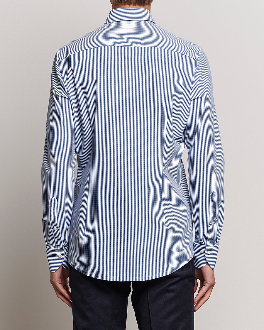 Herr | Skjortor | Stenströms | Slimline 4-Way Stretch Striped Cut Away Shirt Blue