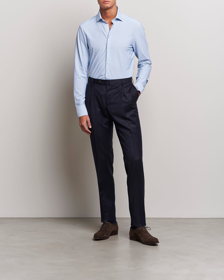 Herr | Skjortor | Stenströms | Slimline 4-Way Stretch Cut Away Shirt Light Blue