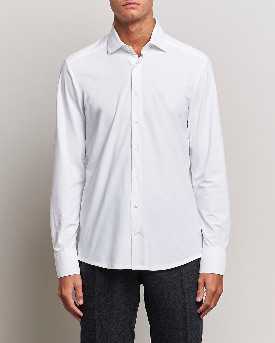 Herr | Casual | Stenströms | Slimline Cut Away 4-Way Stretch Shirt White