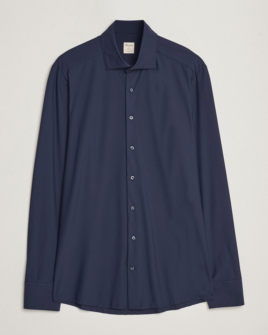 Herr | Skjortor | Stenströms | Slimline Cut Away 4-Way Stretch Shirt Navy