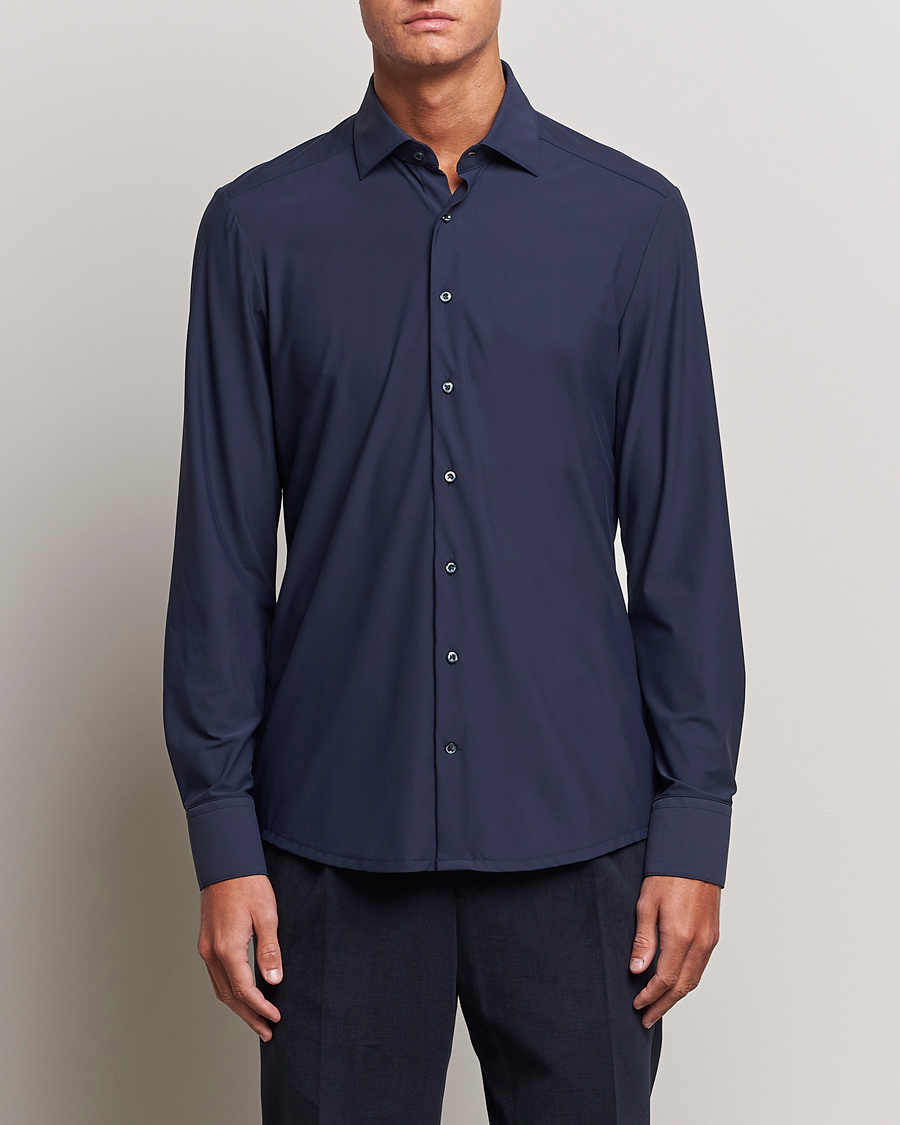 Herr | Skjortor | Stenströms | Slimline Cut Away 4-Way Stretch Shirt Navy