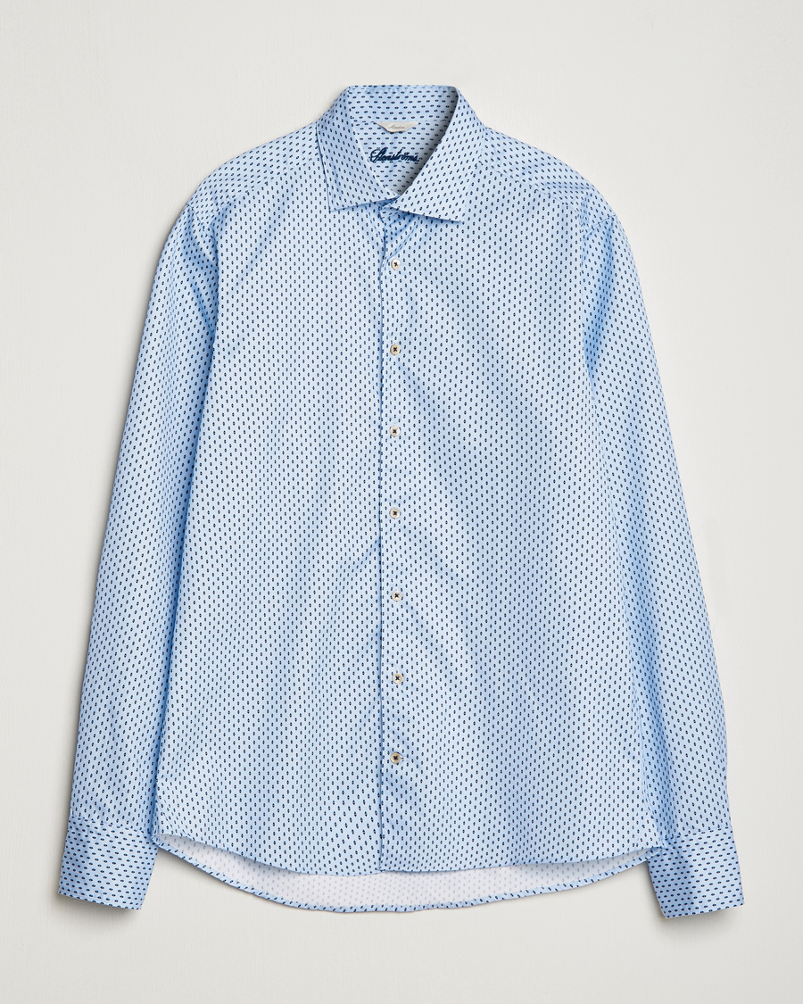Herr | Skjortor | Stenströms | Slimline Printed Cut Away Shirt Light Blue
