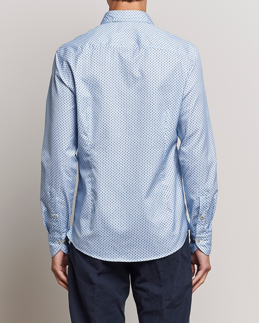 Herr | Skjortor | Stenströms | Slimline Printed Cut Away Shirt Light Blue