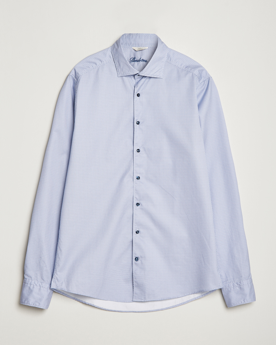 Herr | Skjortor | Stenströms | Slimline Micro Print Cut Away Shirt Blue