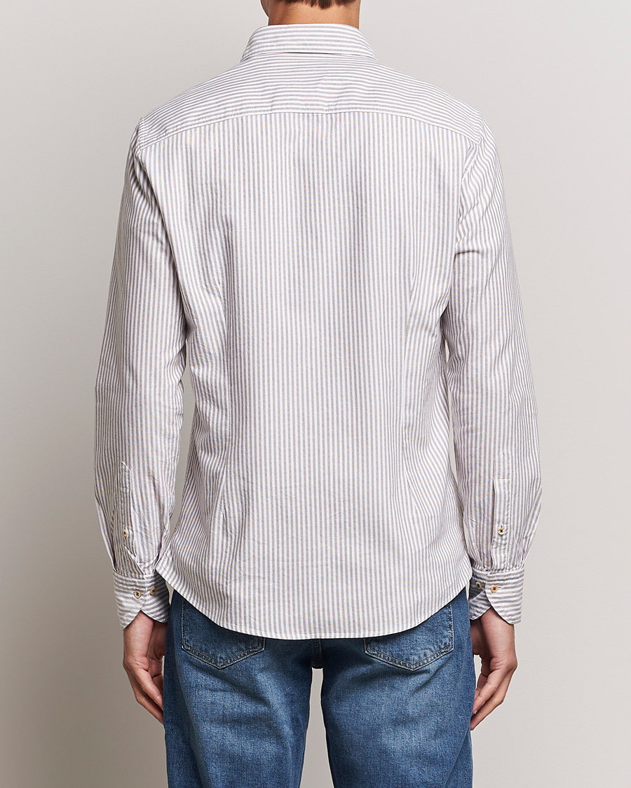 Herr | Skjortor | Stenströms | Slimline Striped Cut Away Oxford Shirt Brown