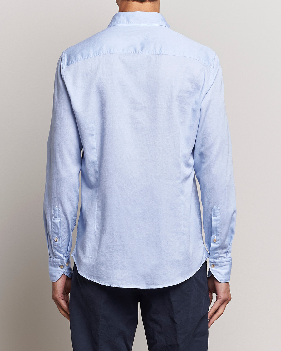 Herr | Skjortor | Stenströms | Slimline Printed Oxford Washed Cut Away Shirt Light Blue