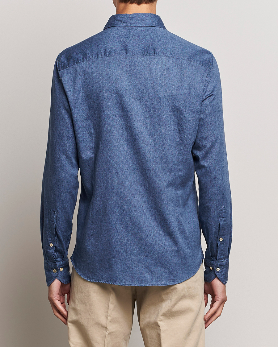 Herr | Skjortor | Stenströms | Slimline Printed Oxford Washed Cut Away Shirt Dark Blue