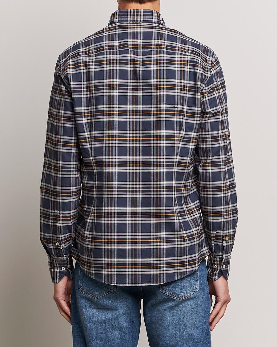 Herr | Skjortor | Stenströms | Slimline Checked Oxford Cut Away Shirt Blue