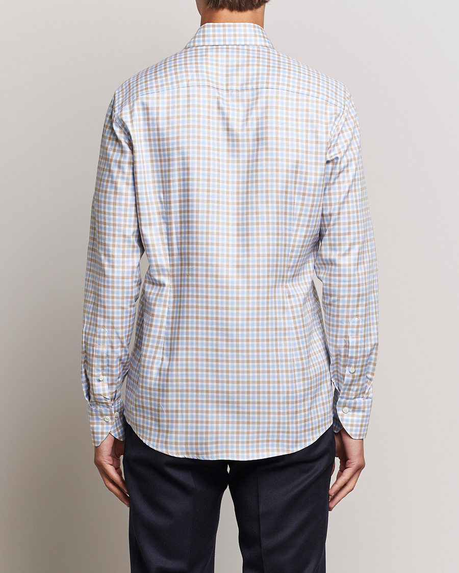 Herr | Skjortor | Stenströms | Slimline Checked Royal Oxford Shirt Beige/Blue