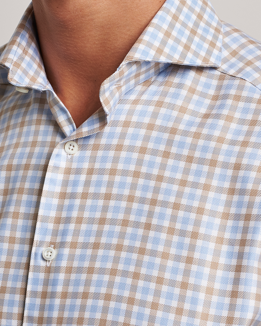 Herr | Skjortor | Stenströms | Slimline Checked Royal Oxford Shirt Beige/Blue