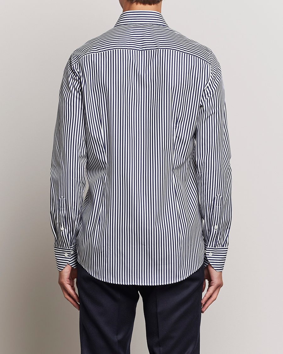 Herr | Skjortor | Stenströms | Slimline Striped Popline Cut Away Shirt Navy