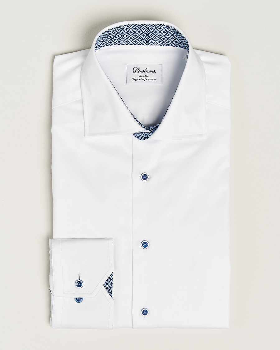 Herr | Skjortor | Stenströms | Slimline Contrast Cut Away Shirt White