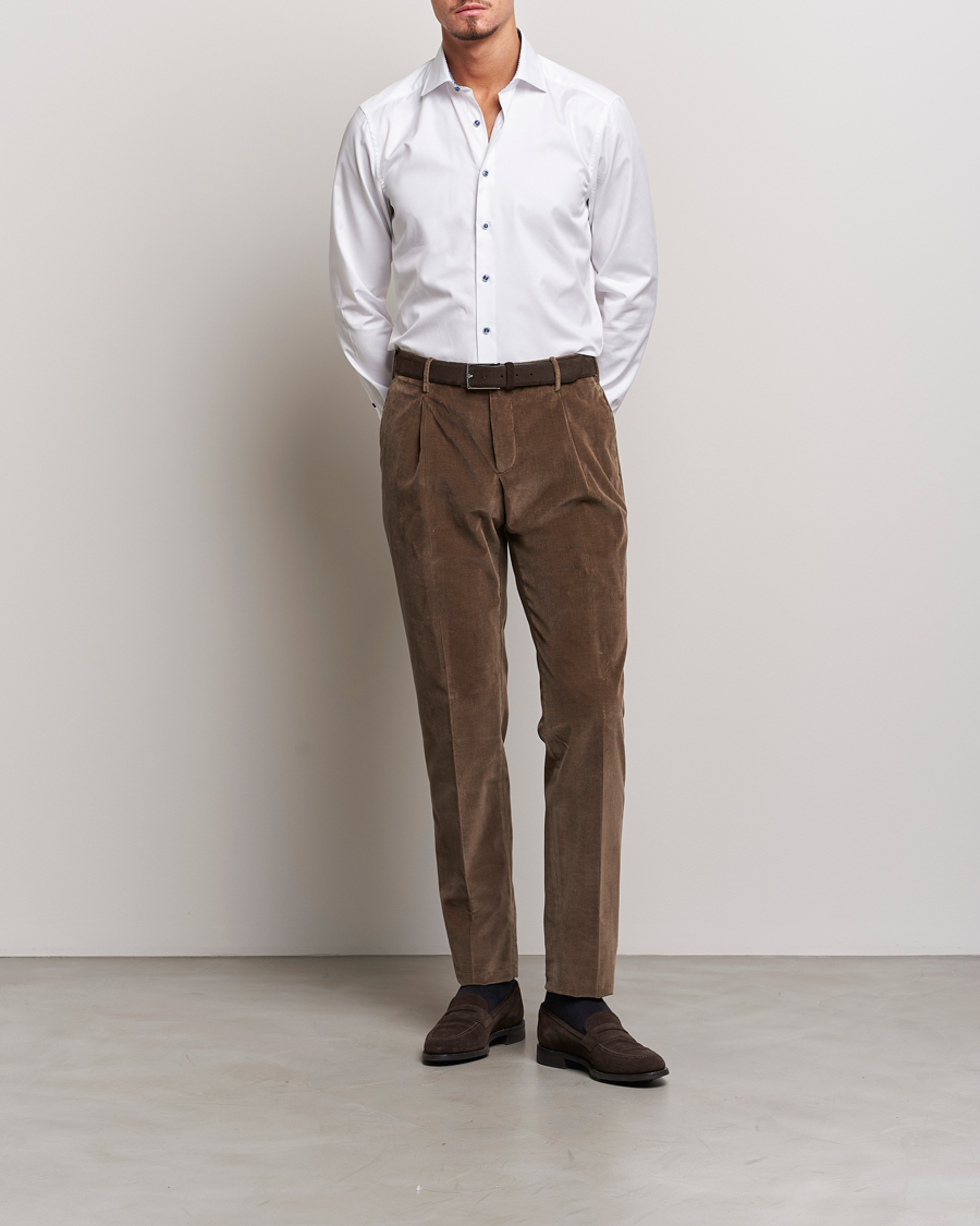 Herr | Skjortor | Stenströms | Slimline Contrast Cut Away Shirt White