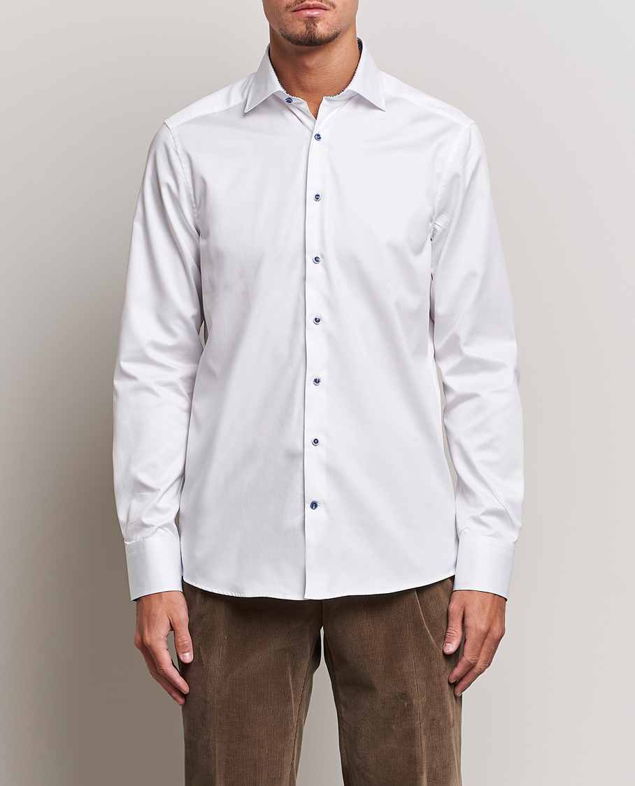 Herr | Skjortor | Stenströms | Slimline Contrast Cut Away Shirt White