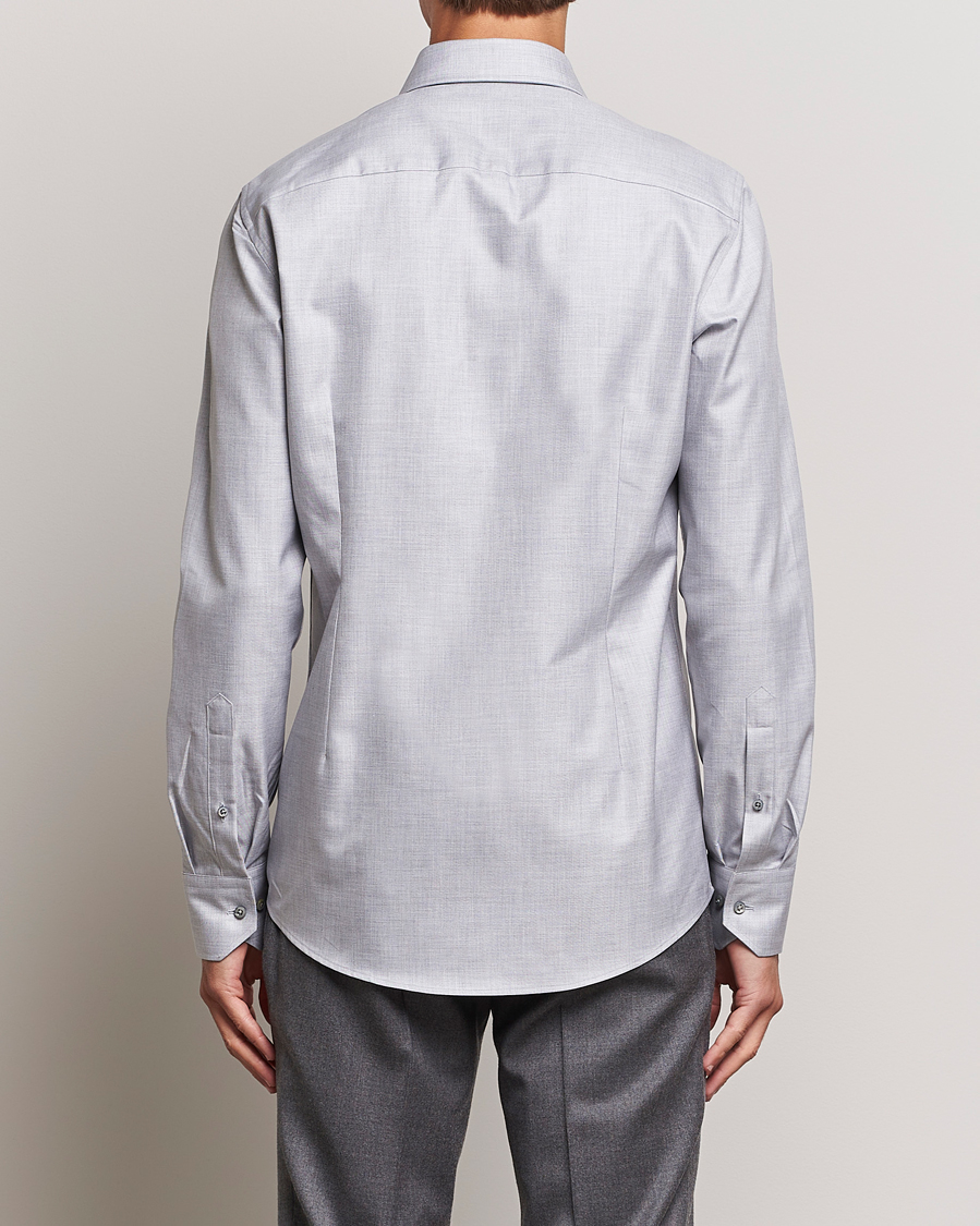 Herr | Skjortor | Stenströms | Slimline Two Fold Melange Cut Away Shirt Grey