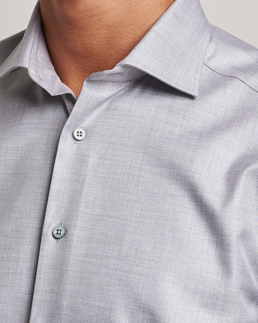 Herr | Skjortor | Stenströms | Slimline Two Fold Melange Cut Away Shirt Grey