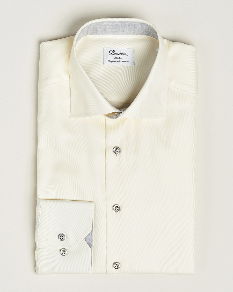 Herr | Skjortor | Stenströms | Slimline Two Fold Contrast Cut Away Shirt Yellow
