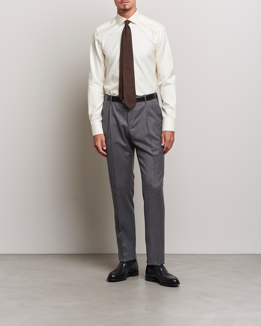 Herr | Skjortor | Stenströms | Slimline Two Fold Contrast Cut Away Shirt Yellow