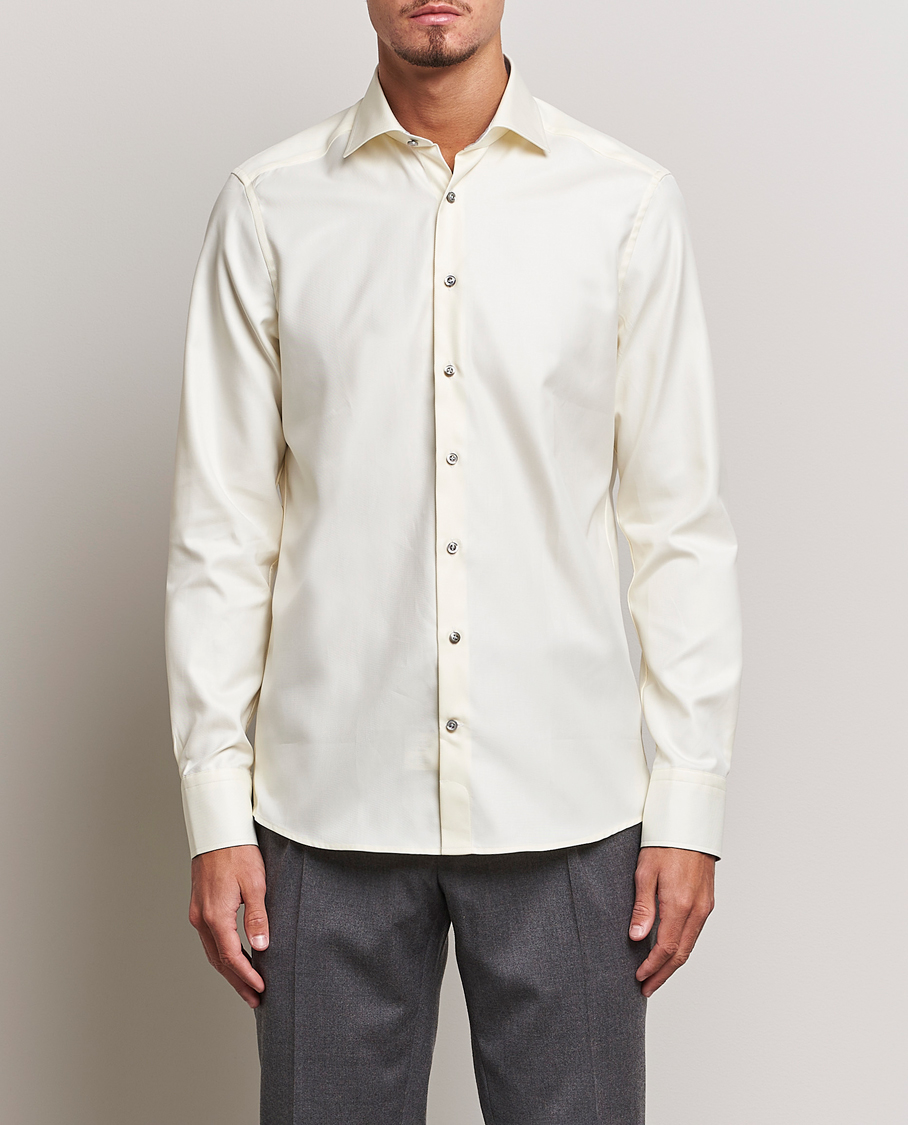 Herr | Skjortor | Stenströms | Slimline Two Fold Contrast Cut Away Shirt Yellow