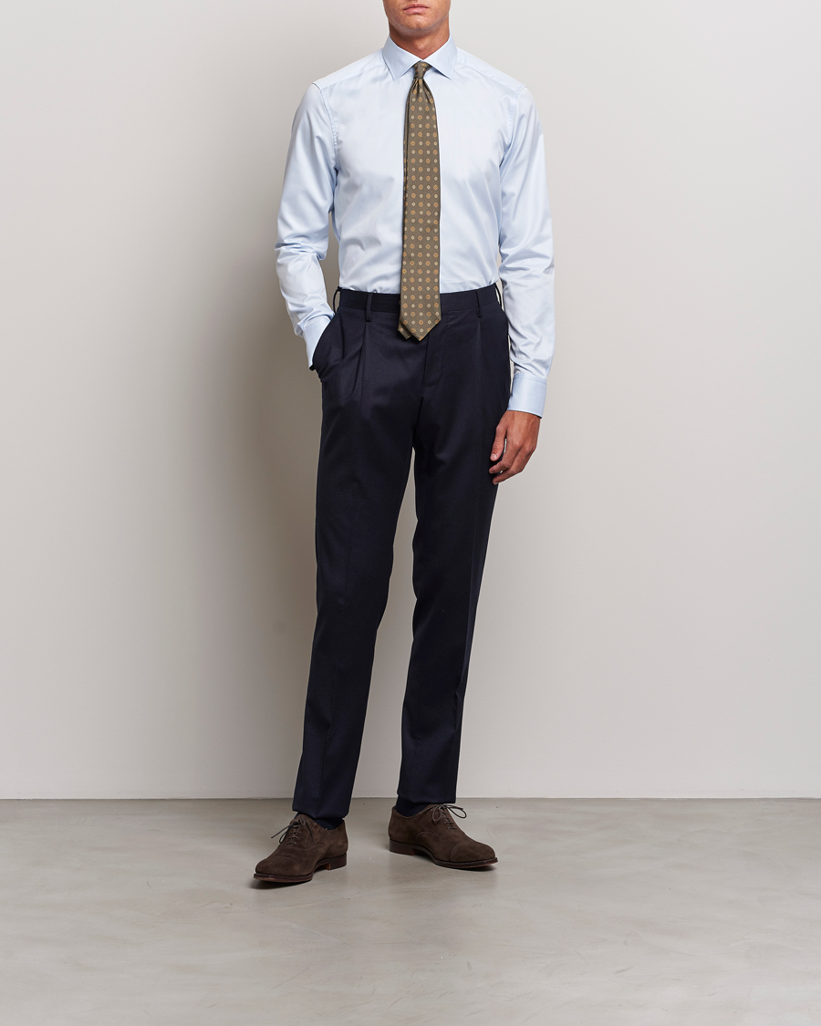 Herr | Skjortor | Stenströms | Slimline Contrast Cut Away Shirt Light Blue