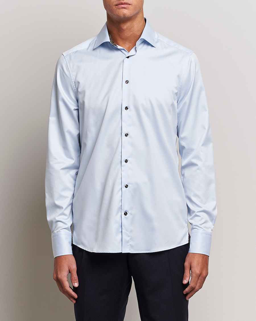 Herr | Stenströms | Stenströms | Slimline Contrast Cut Away Shirt Light Blue