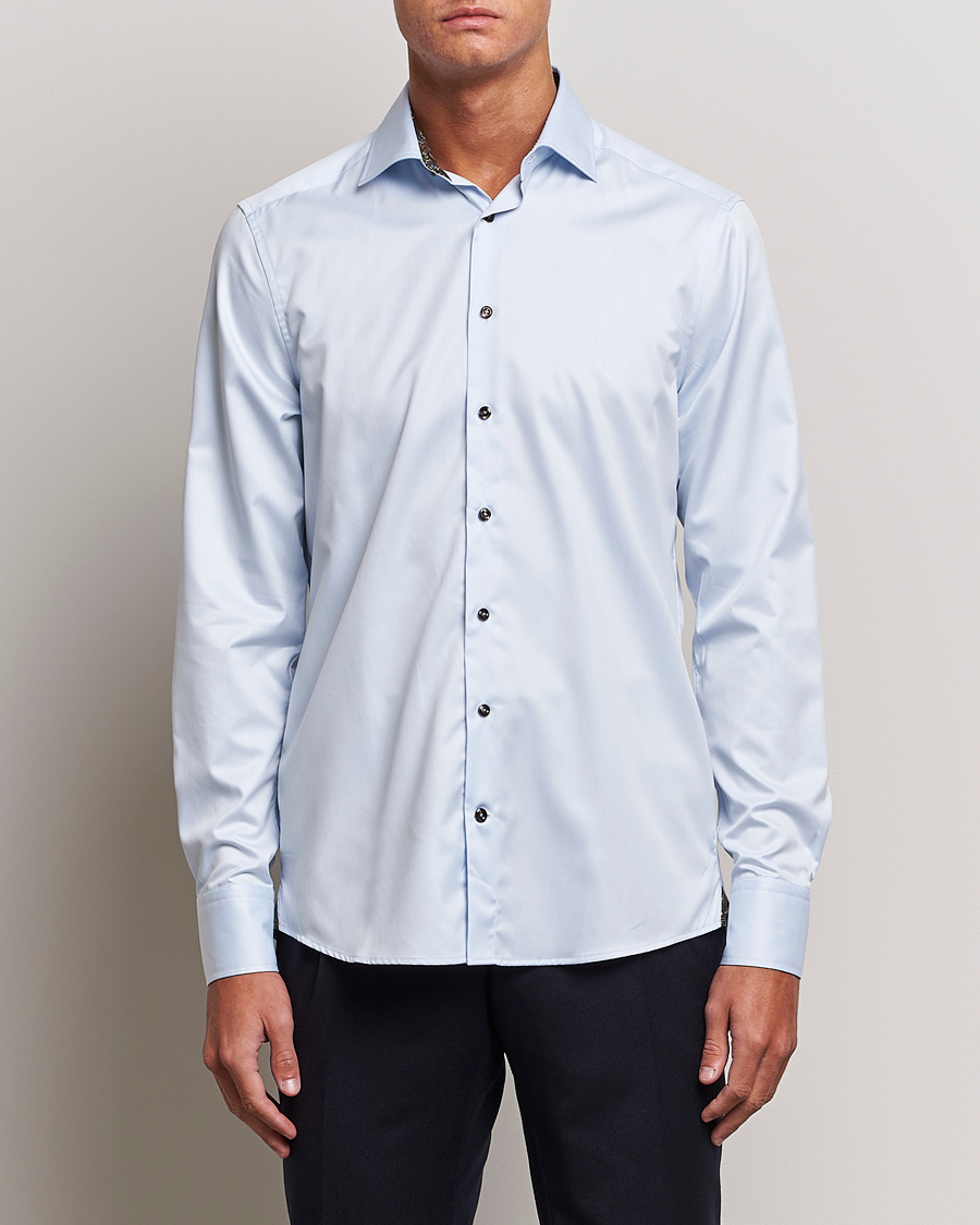 Herr | Skjortor | Stenströms | Slimline Contrast Cut Away Shirt Light Blue