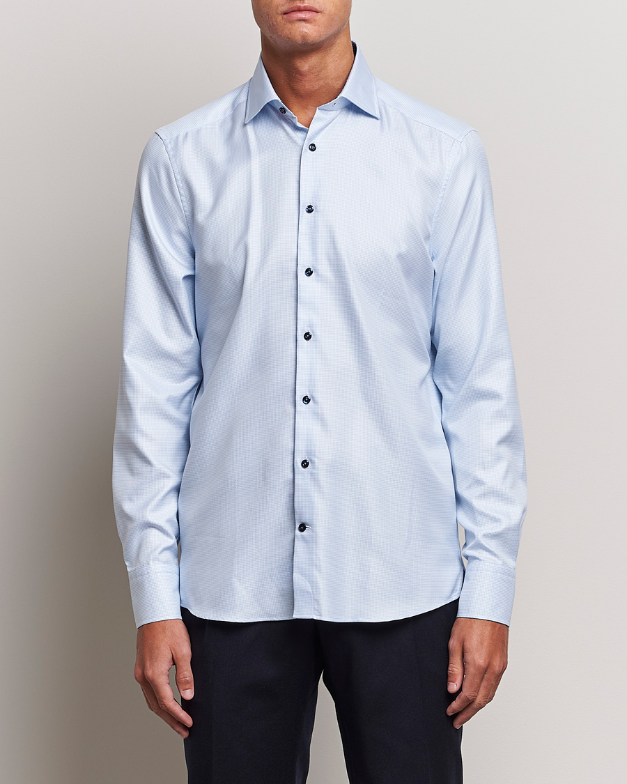 Herr | Skjortor | Stenströms | Slimline Micro Structure Contrast Shirt Blue