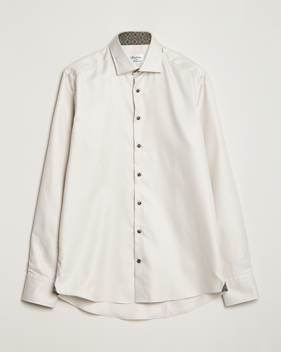 Herr | Skjortor | Stenströms | Slimline Micro Structure Contrast Shirt Beige