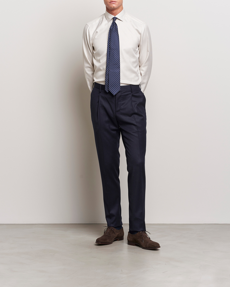 Herr | Skjortor | Stenströms | Slimline Micro Structure Contrast Shirt Beige