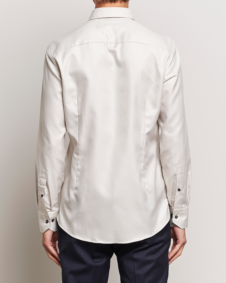 Herr | Skjortor | Stenströms | Slimline Micro Structure Contrast Shirt Beige