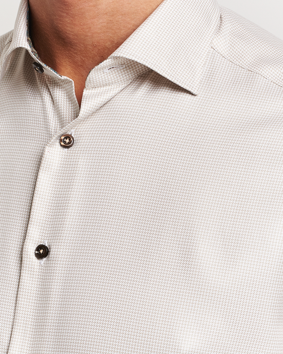 Herr | Skjortor | Stenströms | Slimline Micro Structure Contrast Shirt Beige