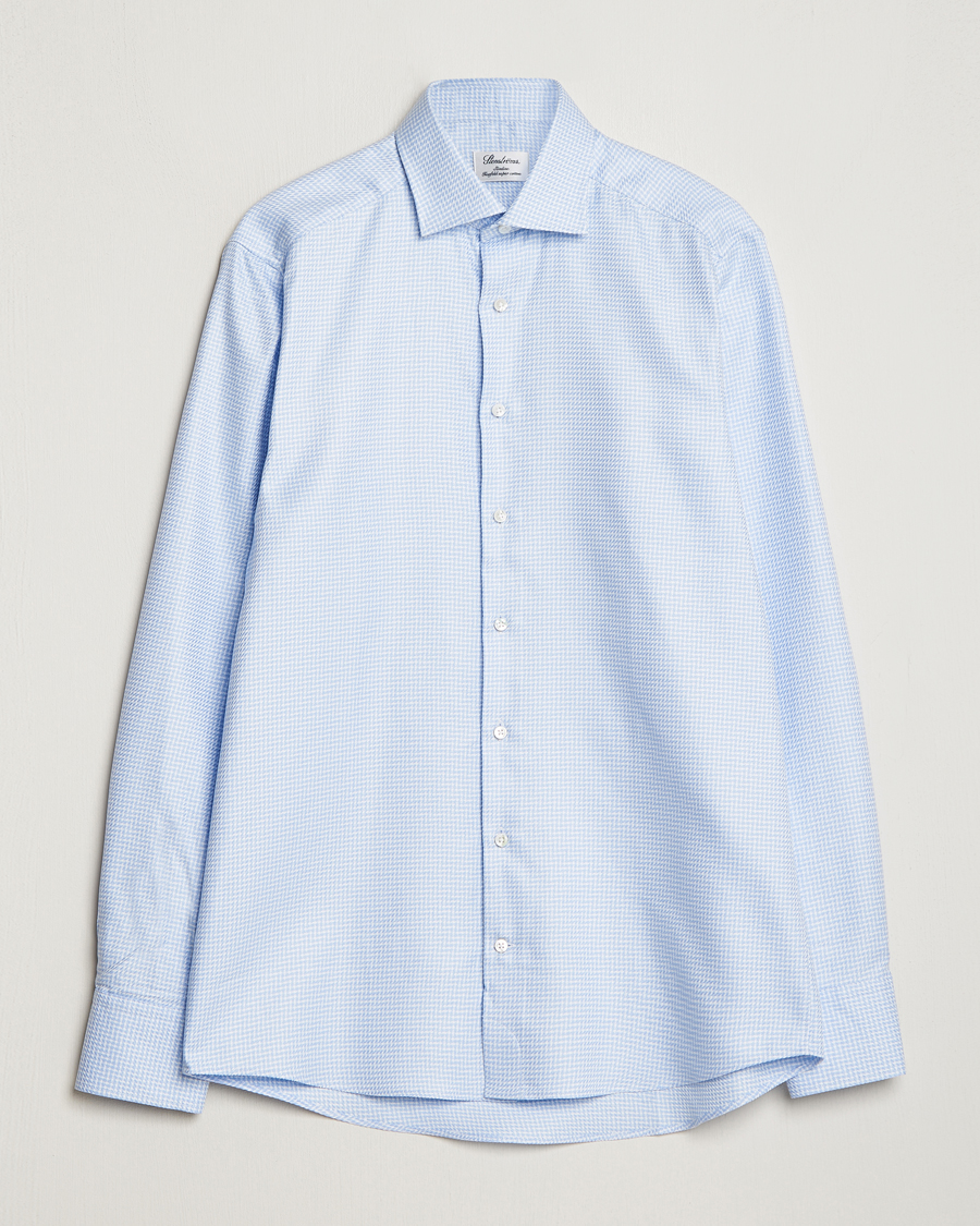 Herr | Skjortor | Stenströms | Slimline Micro Structure Cut Away Shirt Light Blue