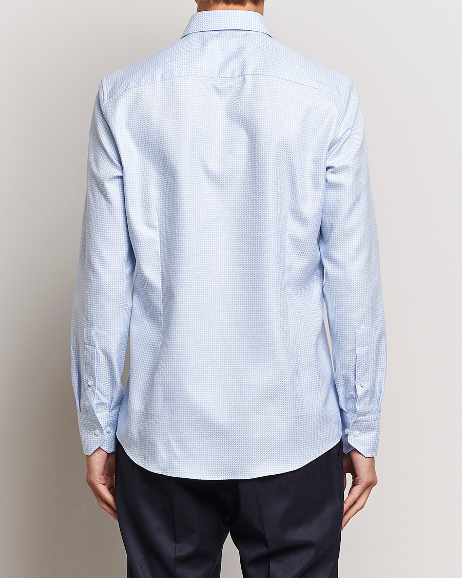 Herr | Skjortor | Stenströms | Slimline Micro Structure Cut Away Shirt Light Blue
