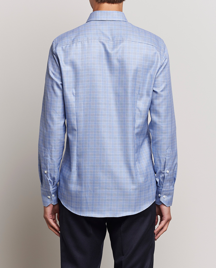 Herr | Skjortor | Stenströms | Slimline Checked Cut Away Shirt Blue