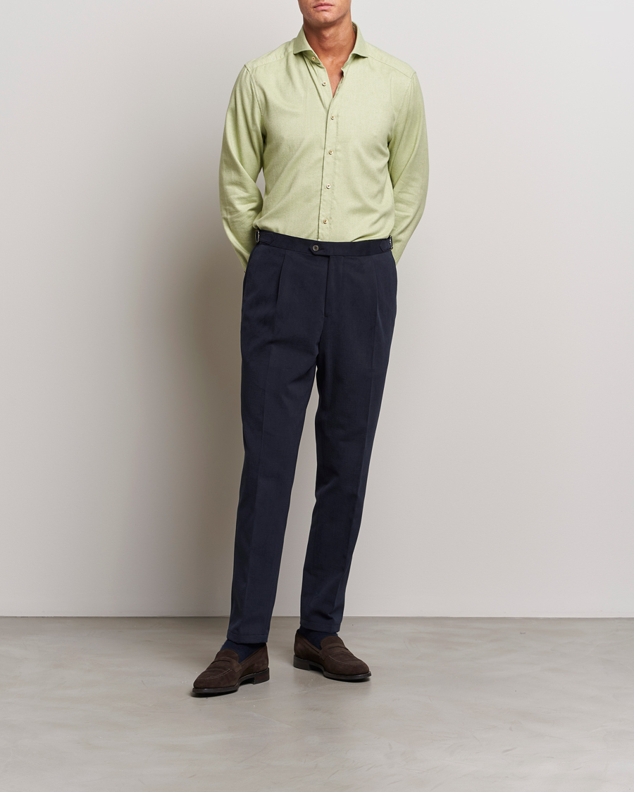 Herr | Skjortor | Stenströms | Slimline Flannel Shirt Green