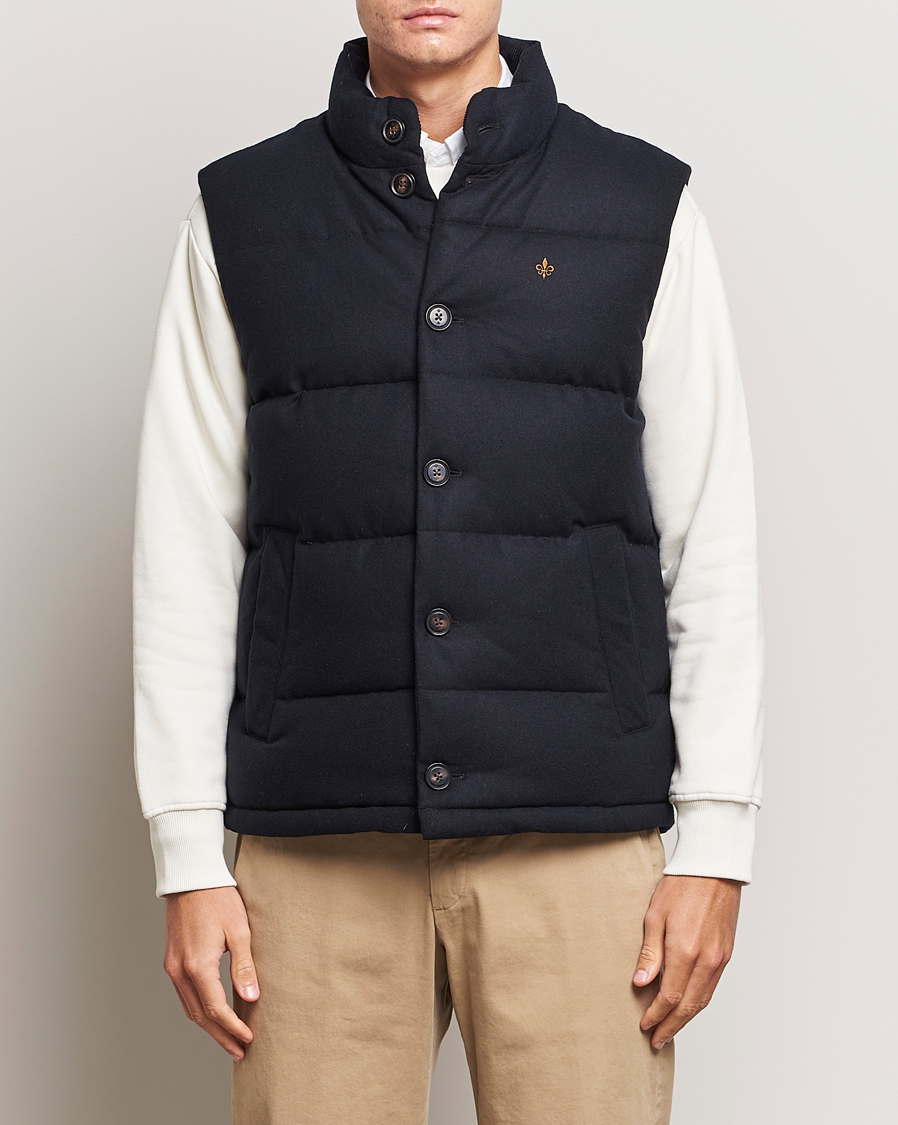 Herr | Jackor | Morris | Alston Wool Flanell Vest Blue