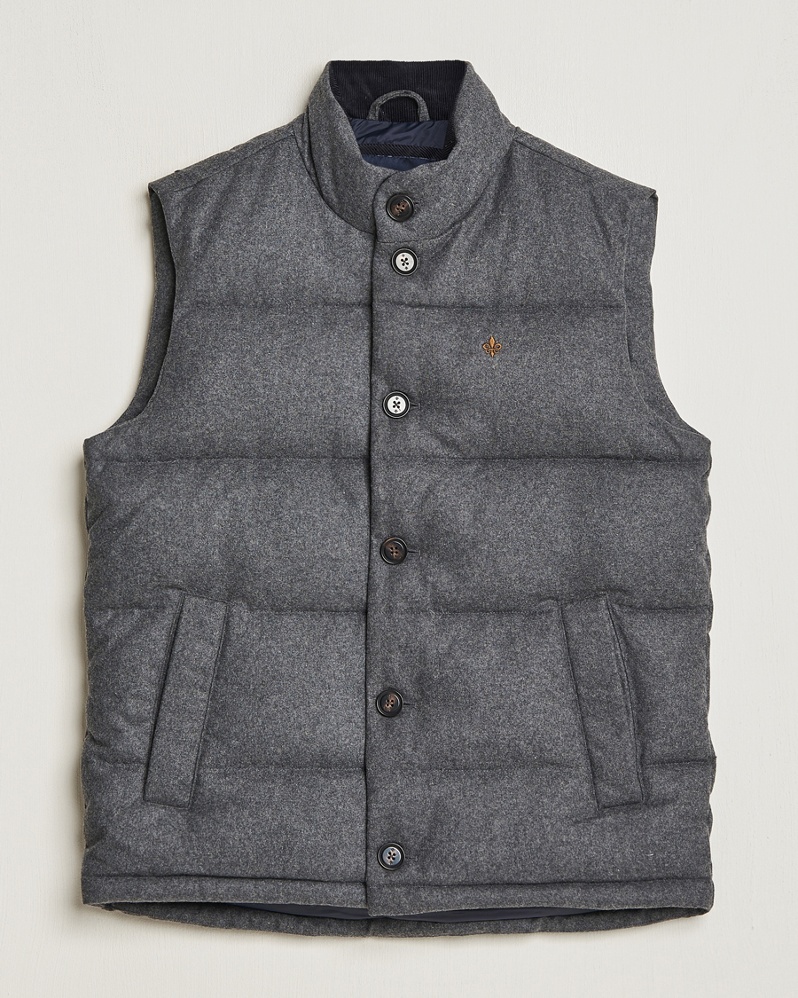 Herr | Jackor | Morris | Alston Wool Flanell Vest Grey