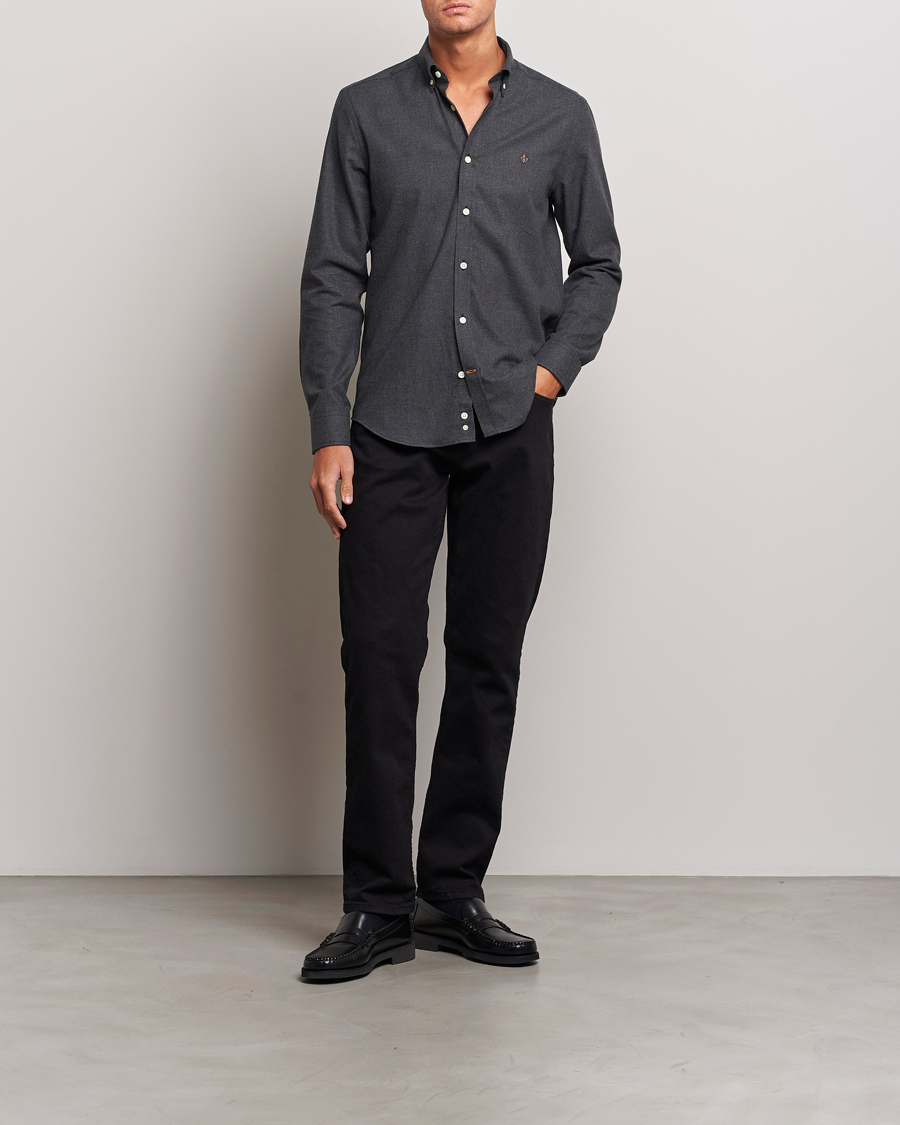 Herr | Skjortor | Morris | Watts Flanell Shirt Dark Grey